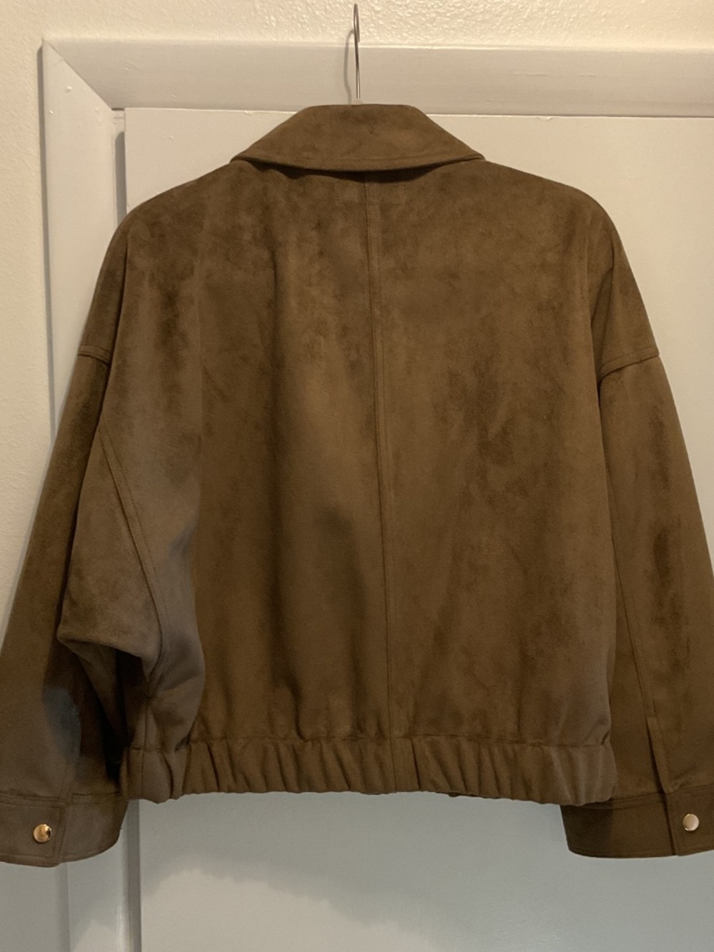NWT Zara Faux Suede Jacket, Size Medium, Khaki Green Color - Picture 5 of 5